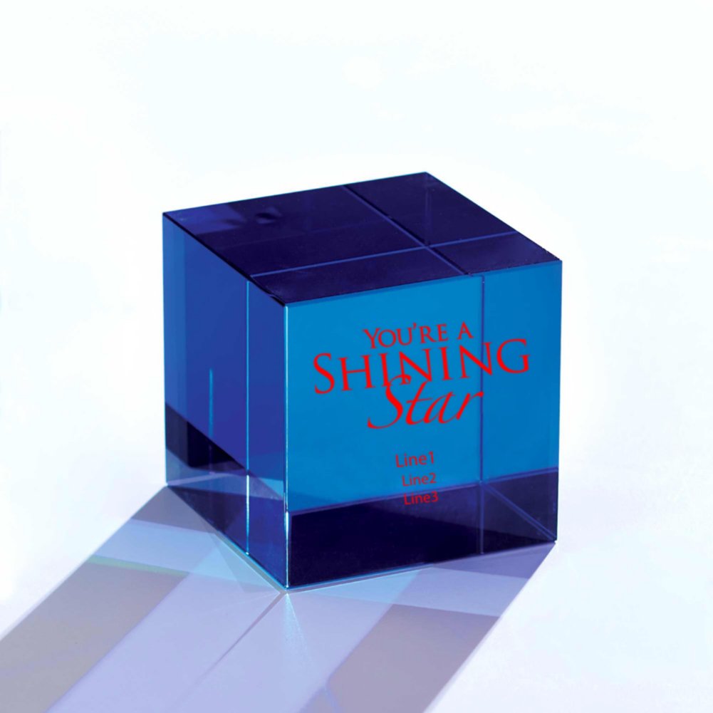 Crystal Cube Trophy - Blue